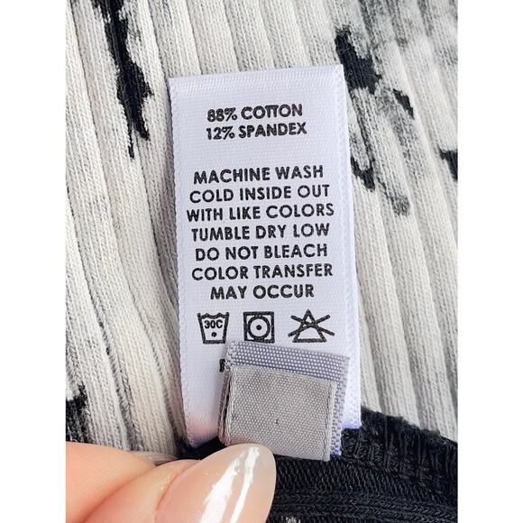 Cotton Citizen Ibiza Crop Tank Top Black White Tie Dye Ribbed Stretch - Medium - Picture 13 of 15